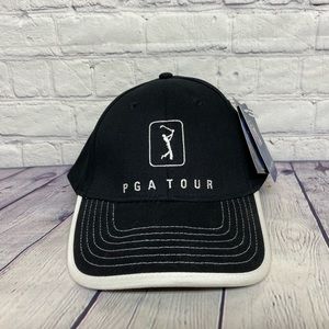 PGA Tour Hat Cap Stretch Fit Size S/M Embroidered Logo Golf Golfer Deadstock NWT